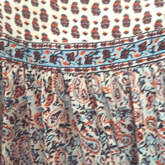 GAP Blue Orange Paisley Peasant flowy hippy Blouse  Swing Top tunic sz M - Picture 8 of 11
